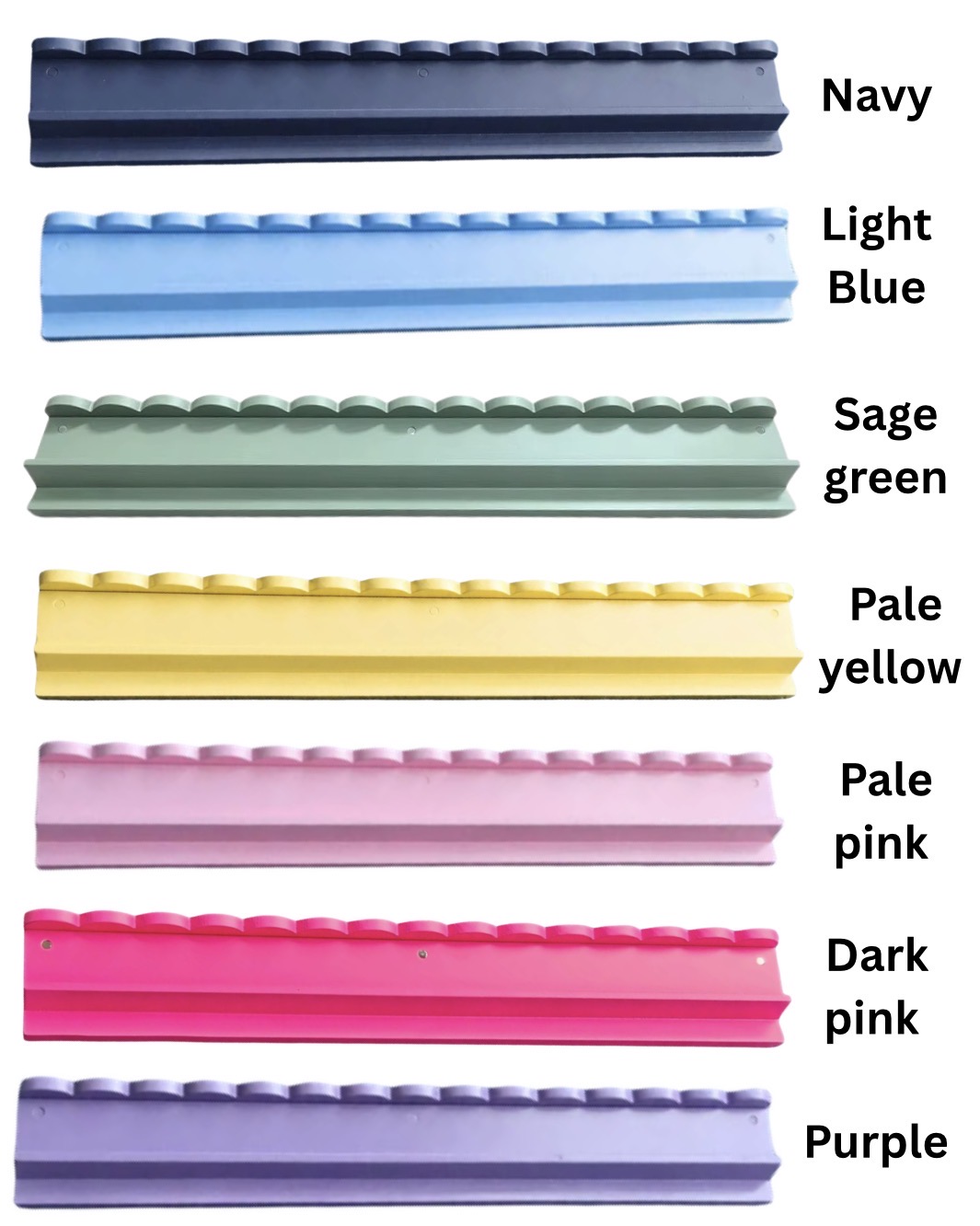 Coloured wooden racks 50cm- set of 4 colour chart