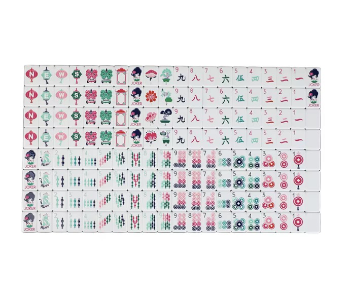 All tiles in the Emerald Stripe American mahjong set
