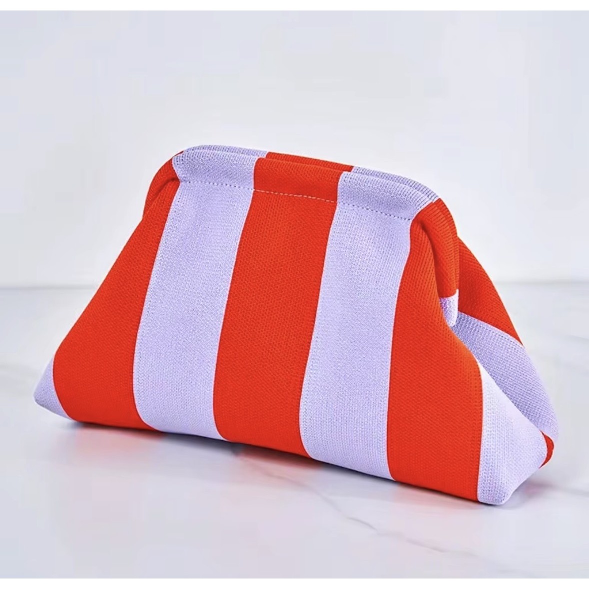 Coral & Lilac Stripe mahjong tile bag