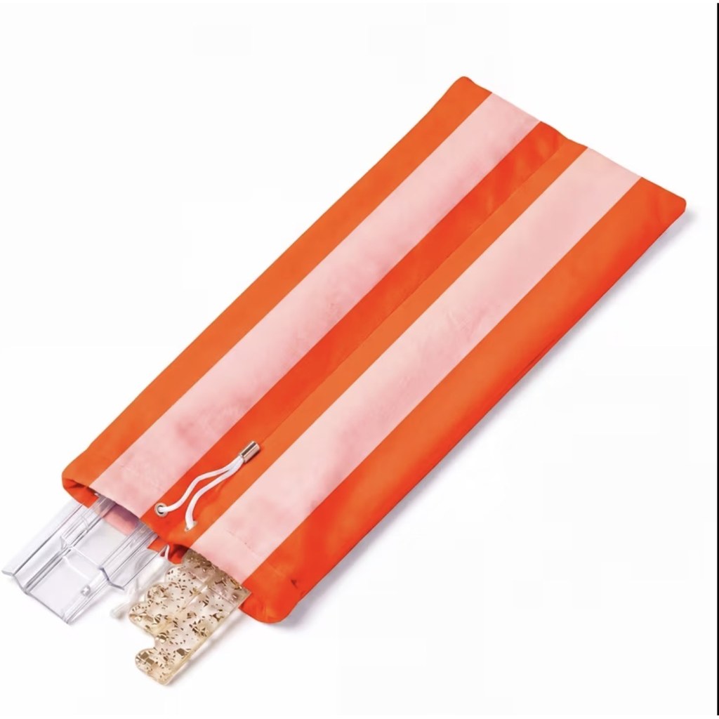 Orange & Blush Stripe mahjong rack bag