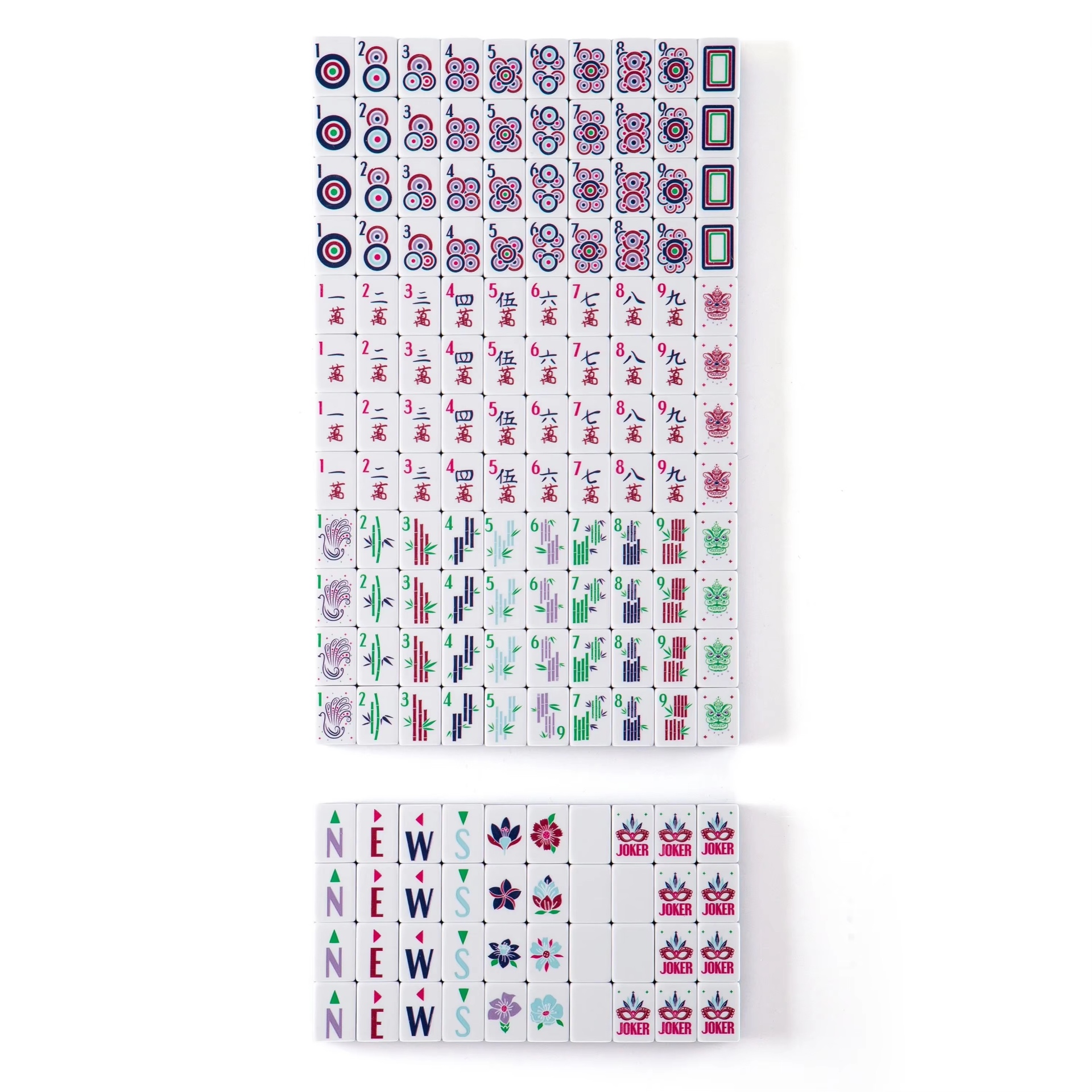 All tiles in the Denim Blue American mahjong set