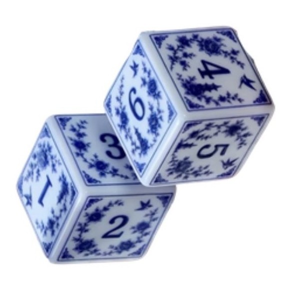 Large Blue Floral dice