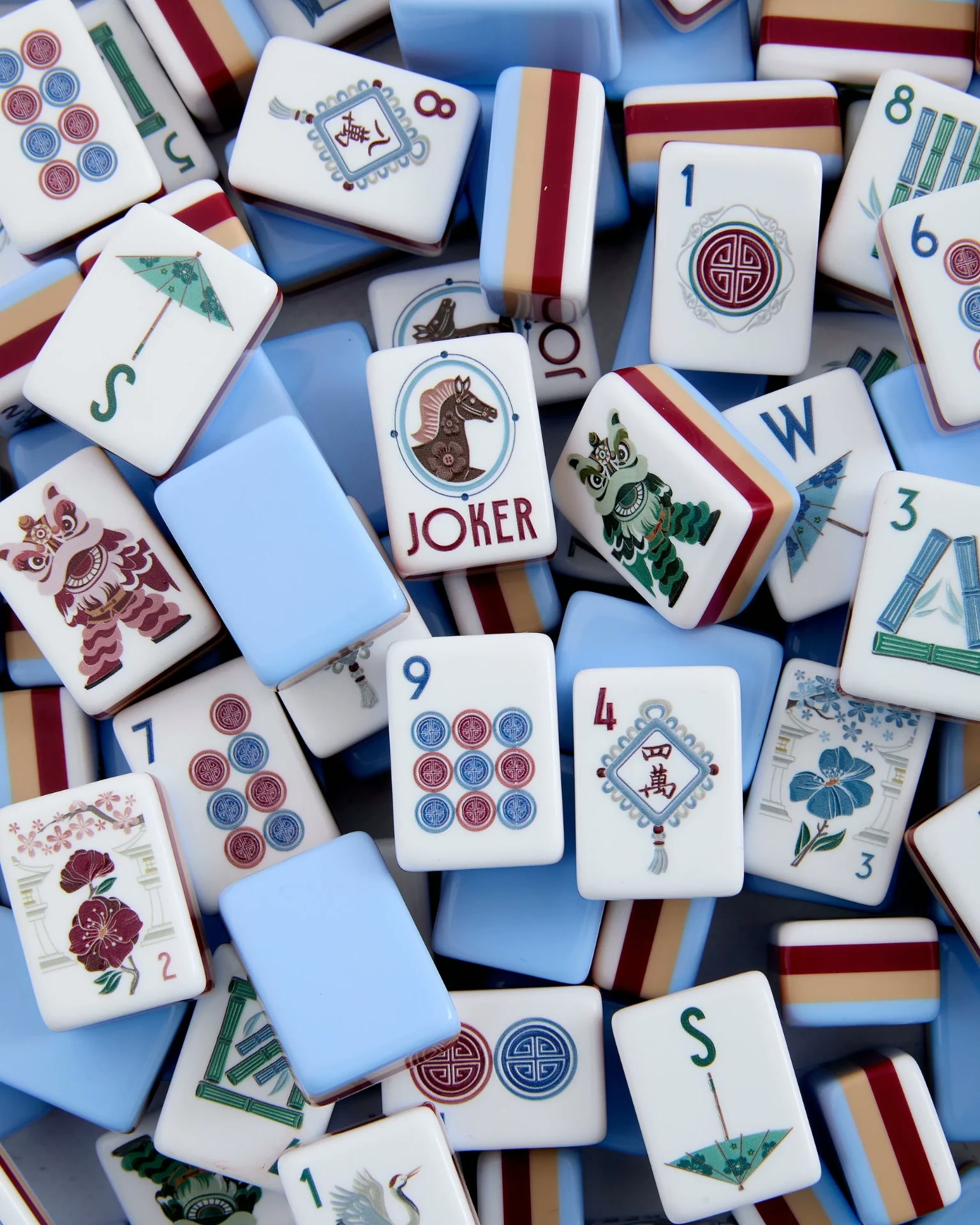 Parasol Blue American mahjong tile set