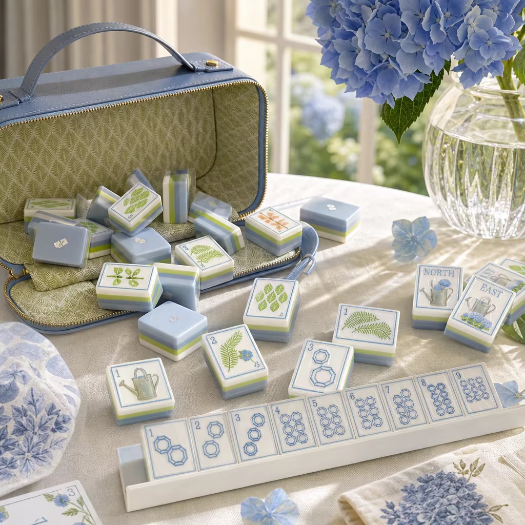 Hydrangea Garden American mahjong tile set