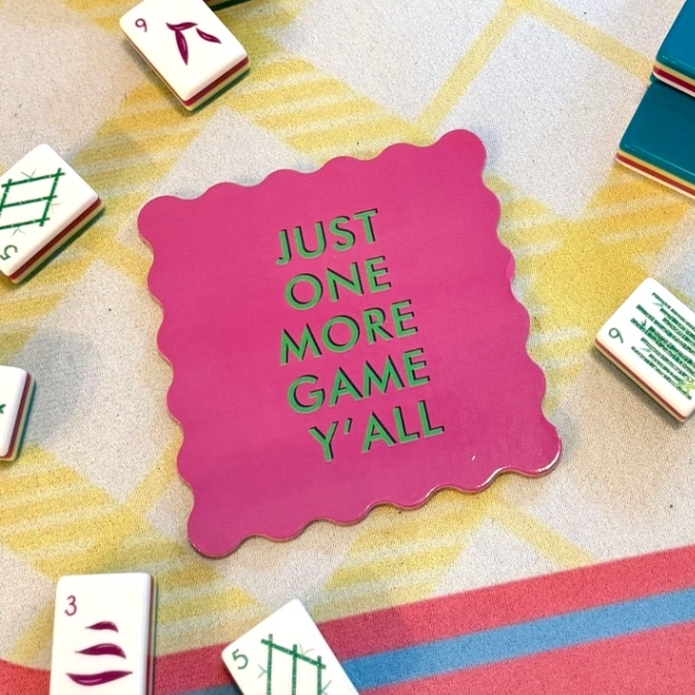 Just One More Game Y'all mahjong coaster set