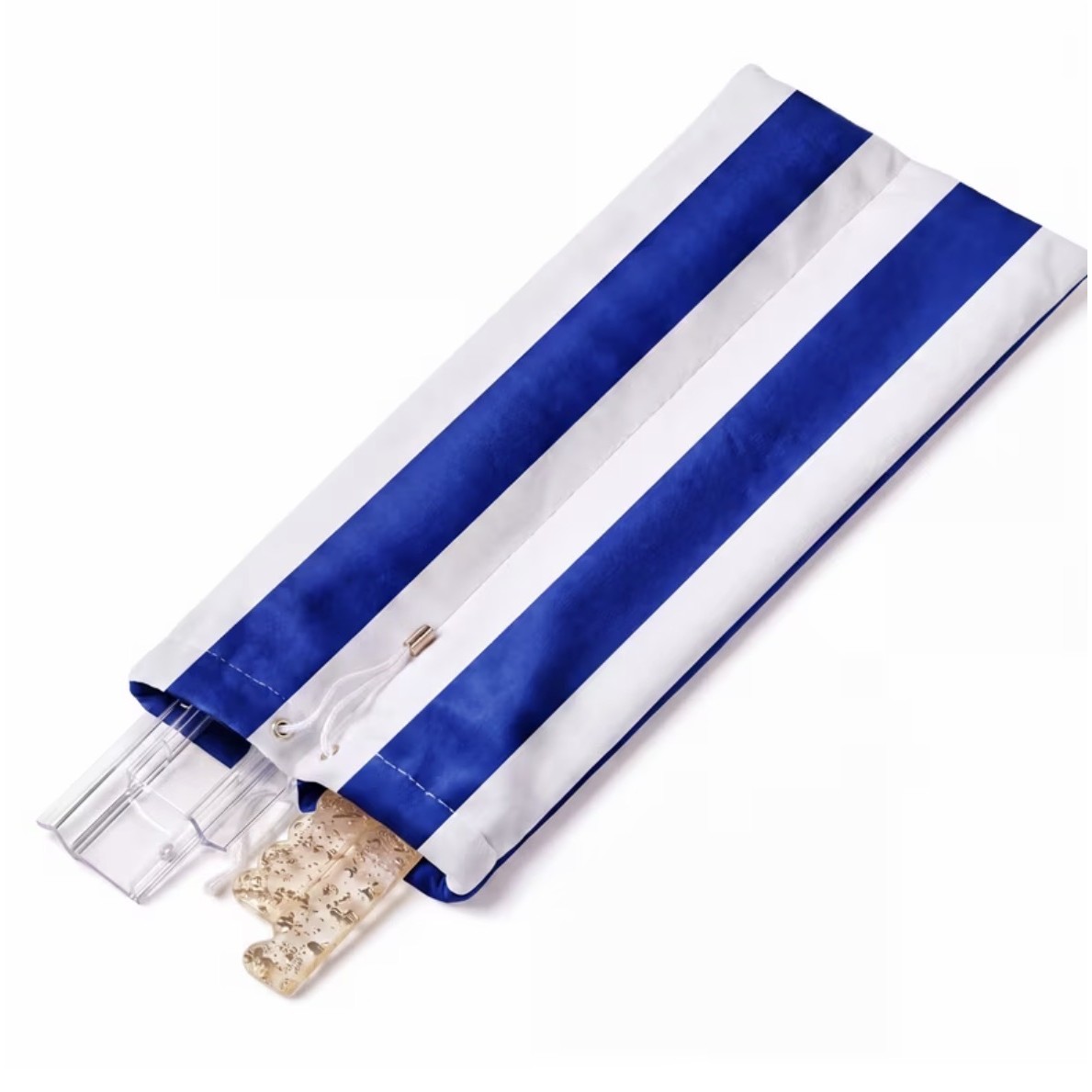 Blue & White Stripe mahjong rack bag