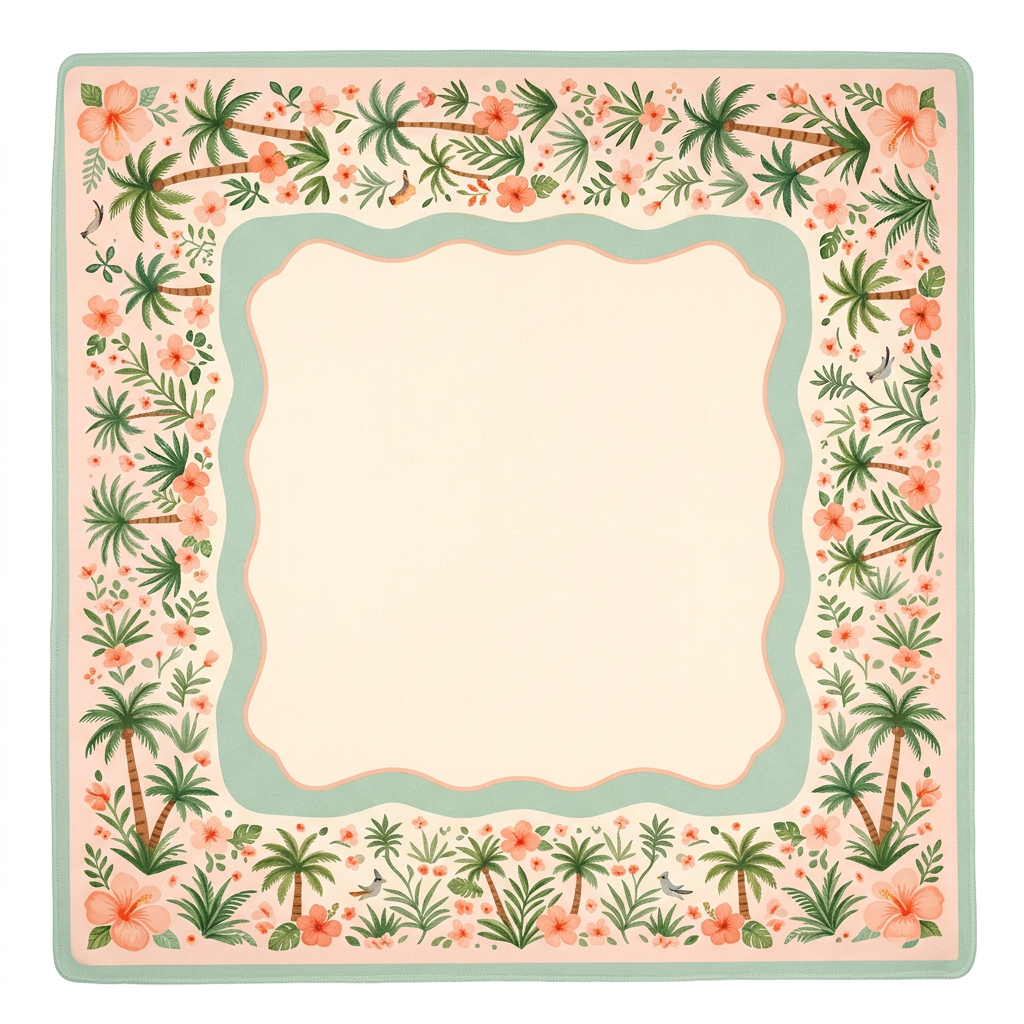 Palm Hibiscus mahjong play mat