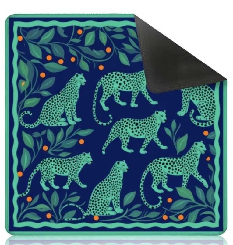 Emerald Cheetah mahjong play mat