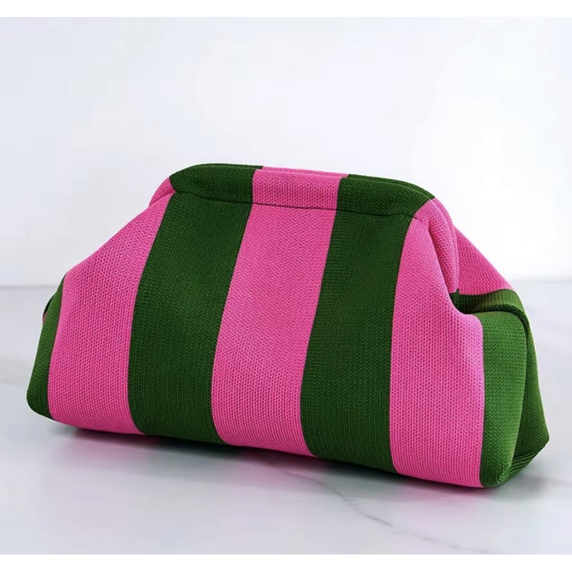 Pink & Green Stripe mahjong tile bag