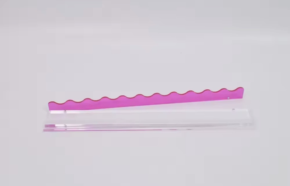 Pink acrylic mahjong rack and pusher set